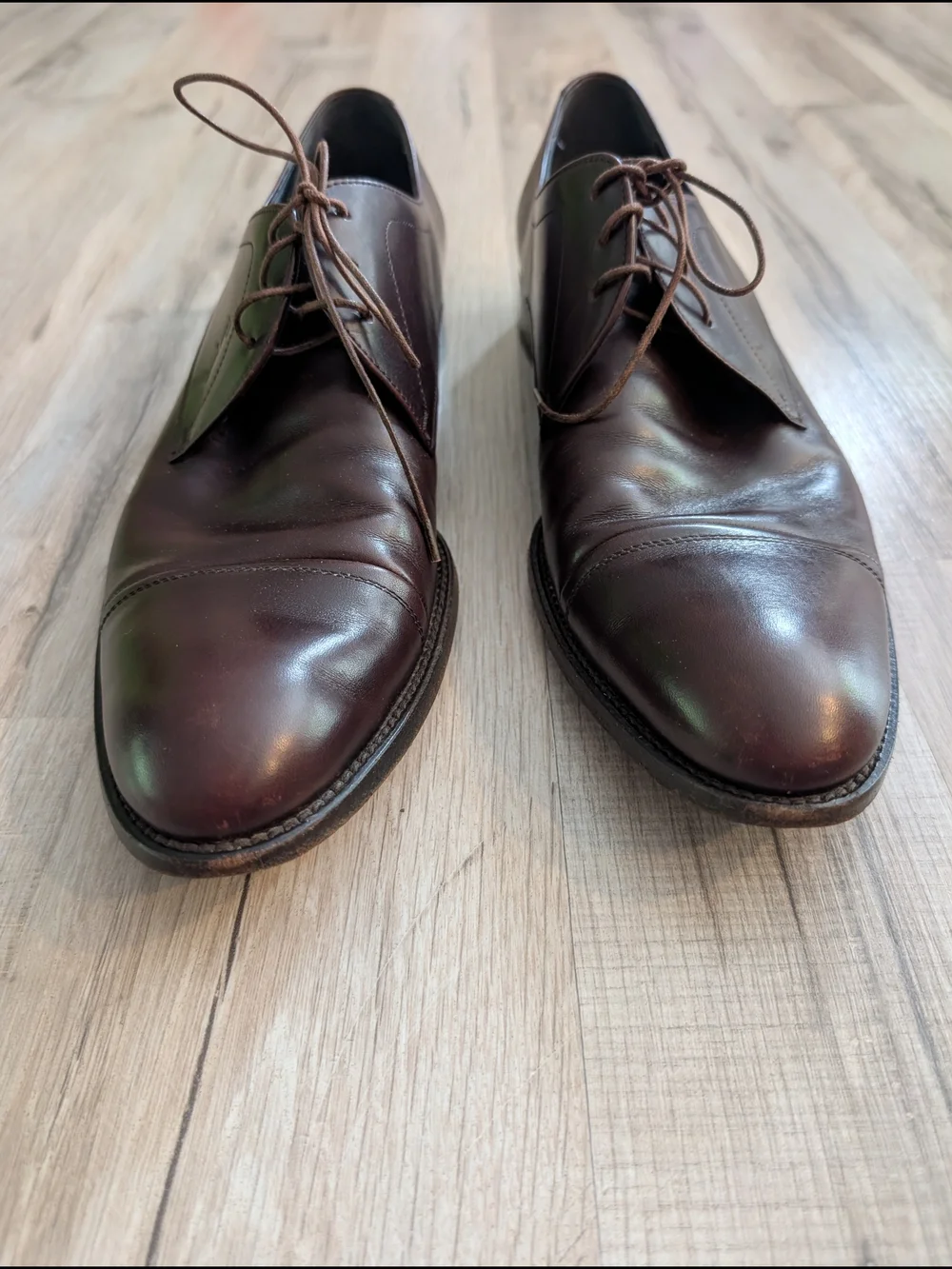 Salvatore Ferragamo Brown Leather Cap-Toe Derby Shoes, Size 10 (S4)